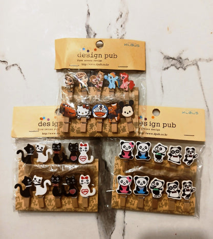 Design Pub Klaus Decorative Wooden Clips - Emoji and Heart-Themed Craft Clips for Photos, Notes, and DIY Projects (Pack of 3)