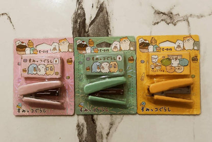 Sumikko Gurashi Kawaii Mini Staplers - Cute Character-Themed Stationery in Pink, Green, and Yellow (Pack of 3)