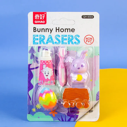 Bunny Home Cute Animal-Shaped Eraser Sets - Fun and Colorful Erasers for Kids (Pack of 2)