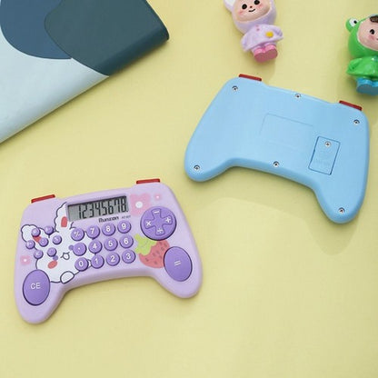 Cute Gamepad-Shaped Mini Calculators - Portable Kawaii Electronic Calculators for Kids and Students in Purple Sheep and Blue Designs