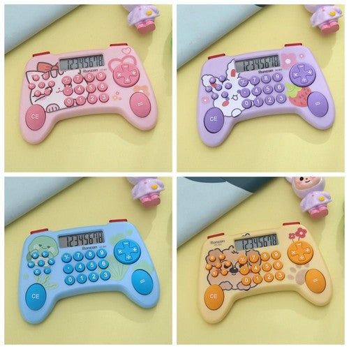 Cute Gamepad-Shaped Mini Calculators - Portable Kawaii Electronic Calculators for Kids and Students in Purple Sheep and Blue Designs