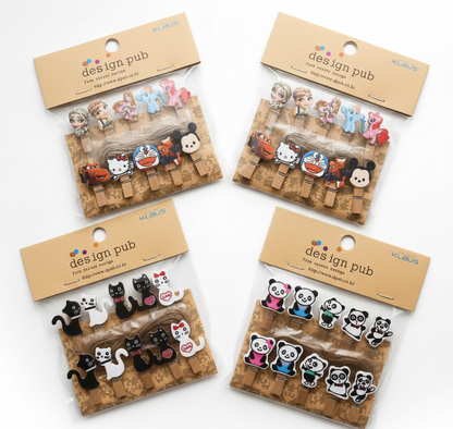 Cute Cartoon Wooden Clips Set (Pack of 4)